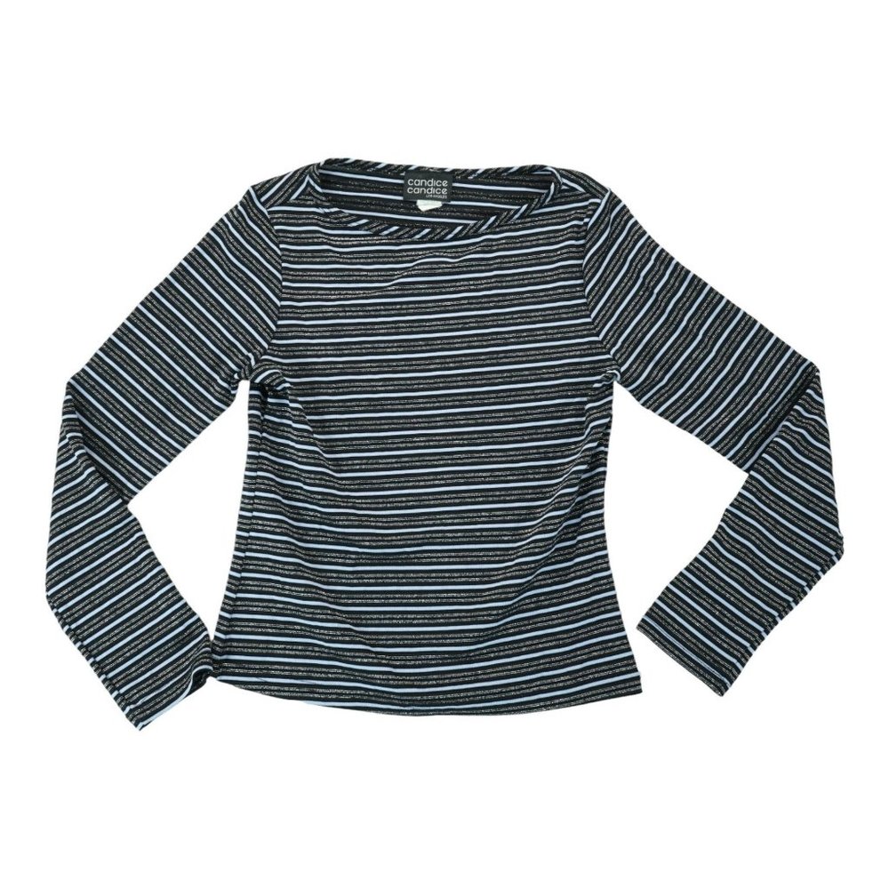 Candice Los Angeles Women's Polyester Long Sleeve‎ Black Striped Size Large